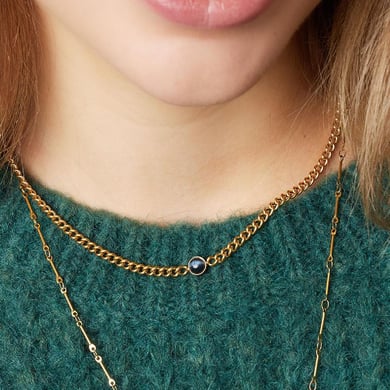 Stainless steel necklace with stone bead h5 Picture4